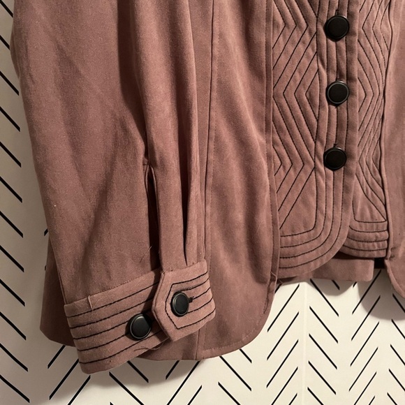 Brown Long Sleeve Button Up Embroidered Bob Mackie Wearable Art Jacket - Picture 6 of 13